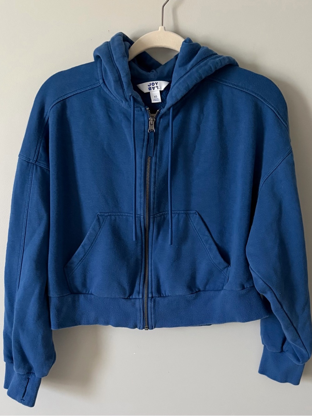 JoyLab Deep Blue Zip-Up Cropped Hoodie